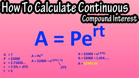 Continuous compound interest formula - Step-by-step guide on how to input the continuous compound interest formula into Excel. Step 1: Open a new Excel spreadsheet and select the cell where you want the result to appear. Step 2: Enter the formula =P*EXP (r*t), where P is the principal amount, r is the annual interest rate, and t is the time period in years.